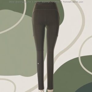 Olive green Lululemon leggings with pockets